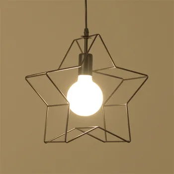 Nordic Retro Iron Led pendant Light,Creative Star Pendant Lamp for Bar Coffee bedroom Hanging Lamp Stair light for Home Lighting