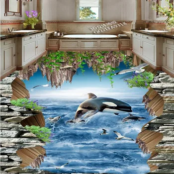 Marine World whale 3D outdoor flooring anti-skidding bedroom living room bathroom restaurant flooring mural