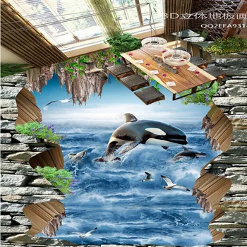 Marine World whale 3D outdoor flooring anti-skidding bedroom living room bathroom restaurant flooring mural