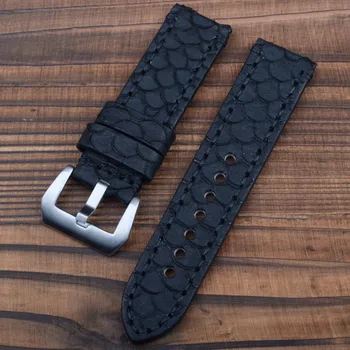 Special Leather Fish Skin Genuine Leather Watchband Handmade Leather Watchband 24mm