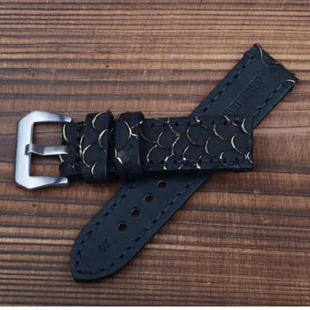 Special Leather Fish Skin Genuine Leather Watchband Handmade Leather Watchband 24mm