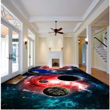 Fantasy stereo universe 3D Galaxy floor wallpaper mural decorating bar KTV lounge waterproof flooring wallpaper