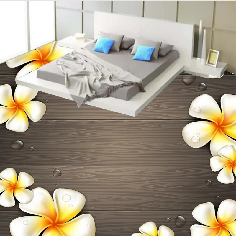 Wood pattern Egg Flower 3D Floor Painting kitchen bedroom nursery decorative wear floor wallpaper mural