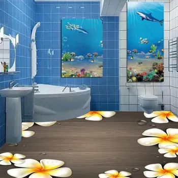 Wood pattern Egg Flower 3D Floor Painting kitchen bedroom nursery decorative wear floor wallpaper mural