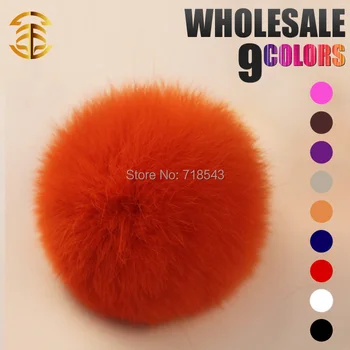 Genuine Rabbit Fur Ball 9cm Fur Pompoms For Women And Man Hats Fur Ball Key Chain For Women Handbag Hats Scarves Children Hats