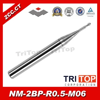 5pcs/lot ZCC.CT NM-2BP-R0.5-M06 50HRC Cemented Carbide 2 flute ball nose end mill 6mm long neck 0.5mm Radius