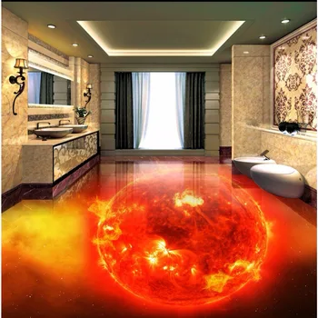 Flame burning earth 3D Floor Painting bathroom living room floor tile mural waterproof wallpaper