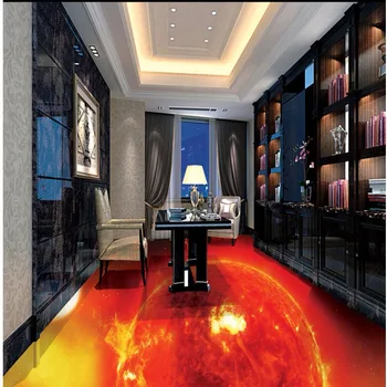 Flame burning earth 3D Floor Painting bathroom living room floor tile mural waterproof wallpaper