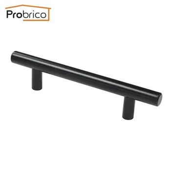 Probrico 10 PCS Black Stainless Steel Kitchen Cabinet T Bar Handle Diameter 12mm Hole to Hole 96mm Drawer Knob PD3383HBK96