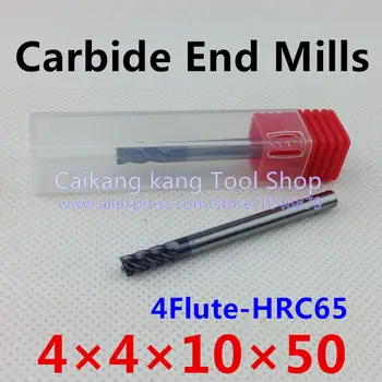 New 4 Flute Head:4mm Tungsten steel cutter Carbide End mills CNC milling Highest cutting hardness: 65HRC 4F4*4*10*50mm