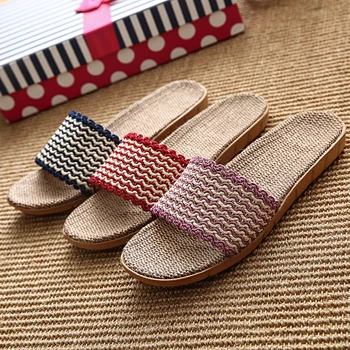 Sandalias Mujer Household Linen Slipper Thick Soles Home straw slippers baboosh pantofle slippers babouche; baboosh chinela