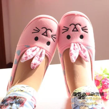 Millffy pregnant women home shoes thick crust lovely long ears bunny slippers at home cotton shoes