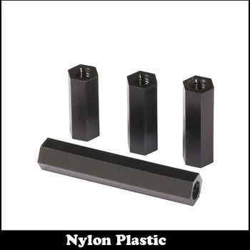 10pcs M4 40mm M4*40 Dual Nut Nylon Female To Female PCB Hex Black Plastic Hexagon Stand-Off Pillar Spacer Standoff