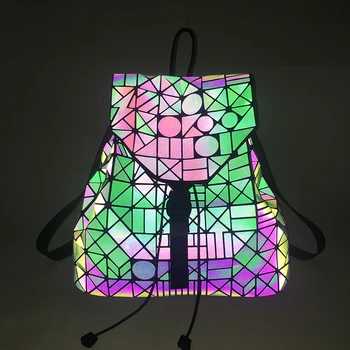 2017 Hot women backpack hologram bag brand famous logo bag Luminous laser reflect backpack baobao bag PROMOTION