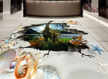 Custom vinyl flooring wall mural modern Luxury dinosaur girls bedroom wallpaper 3d floor tiles wallpapers for living room