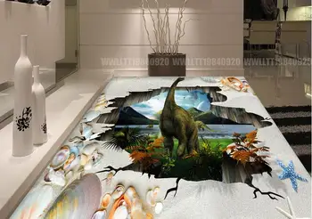 Custom vinyl flooring wall mural modern Luxury dinosaur girls bedroom wallpaper 3d floor tiles wallpapers for living room