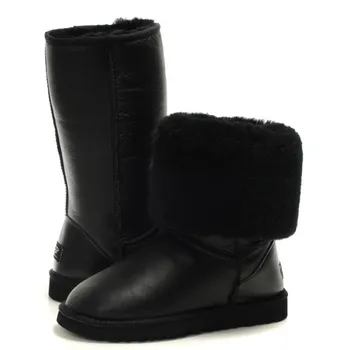 Real Leather Plush Inside Fur Winter Shoes Woman Warm Autumn Boots Waterproof Snow Knee Boots 2017 Botas Femininas Plus Size 40