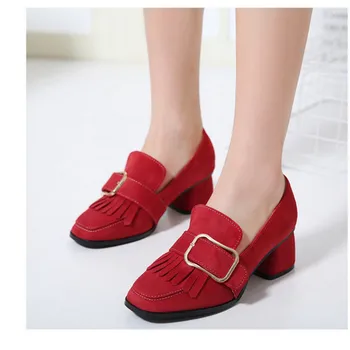 Fashion High Heels Shoes Pointed Toe Suede Shoes Women Spring Shoes Black Wine Yellow