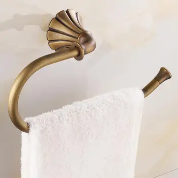 European Antique Solid Brass Towel Ring Luxury Bronze Wall Mounted Bathroom Towel Rack Towel Holder Bathroom Accessories