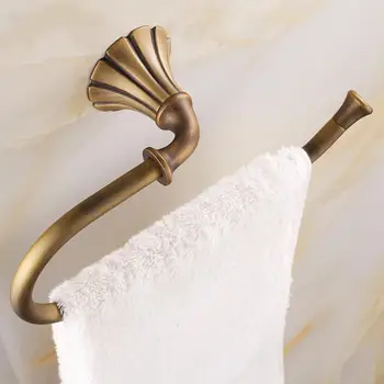 European Antique Solid Brass Towel Ring Luxury Bronze Wall Mounted Bathroom Towel Rack Towel Holder Bathroom Accessories