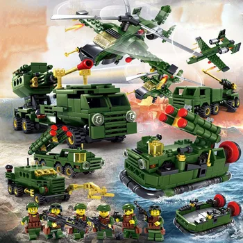 631PCS Tank DIY Block eductional Building Blocks Sets Military Army Tank Aircraft Children DIY Blocks Kids Toys Christmas Gifts