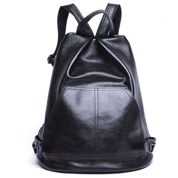 Fashion Preppy Style Backpack Women Solid Rucksack Casual Genuine Leather Daily Backpack Quality School Girl Bags