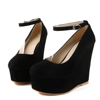 ENMAYLA New Fashion Wedges Shoes Woman Ankle Strap High Heel Platform Wedges Shoes Suede Women Pumps Shoes