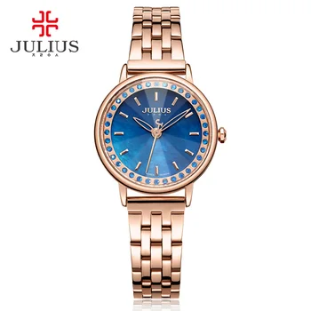 Julius Brand 2017 New Spring Quartz Watch Women Fashion Casual Clock Shell Dial Whatch Waterproof 30M Steel Montre Femme JA-959