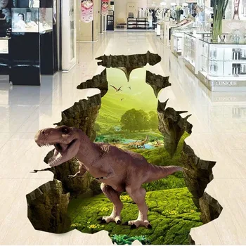 3D dinosaur children room amusement park floor sticker custom waterproof PVC wallpaper