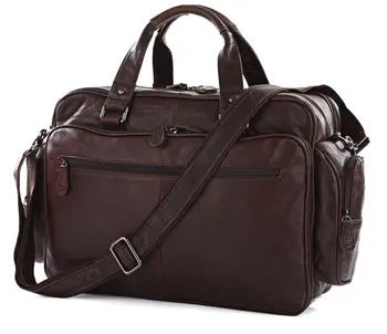 Nesitu Big Large Capacity Vintage Real Genuine Leather Men Travel Bags Messenger Bags 15.6'' Laptop Briefcase #M7150