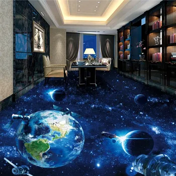 Cosmic Galactic Globe 3D flooring painting wallpaper bar street tea house non-slip PVC floor mural
