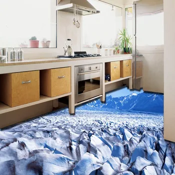 3D magnificent Antarctic glacier flooring waterproof home decoration bathroom floor mural self adhesive wallpaper