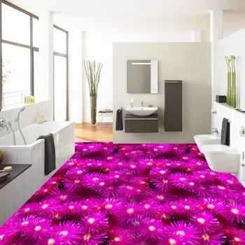 Romantic Flower 3D Plant Floor wallpaper conference room barber shop self-adhesive waterproof floor mural