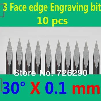 10pcs 3.175mm Dia 30 Angle 0.1mm Tip 3 Edge Carbide Woodworking Tools Engraving Bits for CNC Router Machine