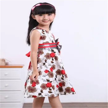 Baby Girls Floral Dress Girl Cotton Summer Princess Birthday Party Dresses 2-15Yrs Girl's Fashion Dress for Wedding 2017 New D16