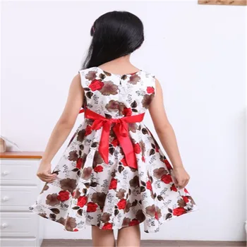 Baby Girls Floral Dress Girl Cotton Summer Princess Birthday Party Dresses 2-15Yrs Girl's Fashion Dress for Wedding 2017 New D16