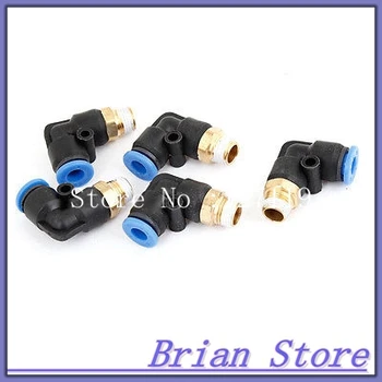 5 x Solenoid Valve Dual Way 90 Degree Joint Pneumatic Quick Fittings 9.7mmx6mm