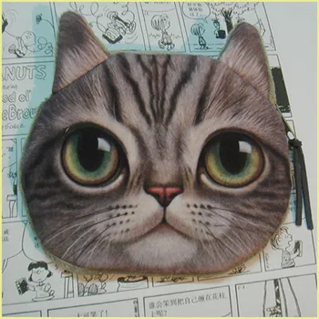 New children's pouch cartoon cat head coin purse wallet purse wholesale animal head pouch HBD23