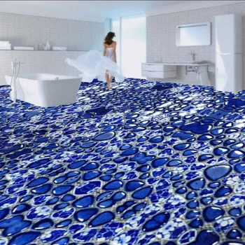 Porcelain 3D floor waterproof high-quality self-adhesive stereo studio hotel bedroom wallpaper mural