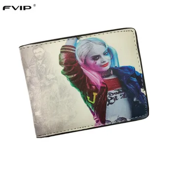 FVIP Movie Suicide Squad Wallet The Joker Harley Quinn DC Comics Bifold Men Women Wallets With Card Holder Purse Billeteras