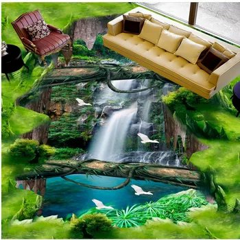 3D stereo natural scenery mural bathing room living room outdoor self-adhesive flooring mural painting