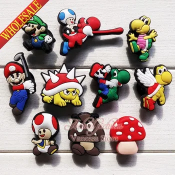 Popular cartoon 60pcs Super mario Bros PVC shoe charms shoes decoration shoe accessories Kid's gift party gift toys